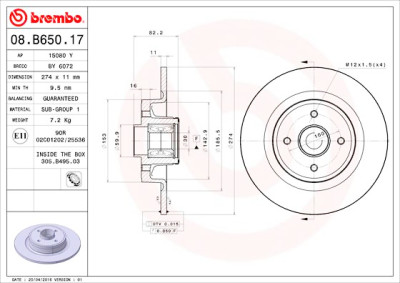 Conjunto de discos de freio BREMBO 08.B650.17