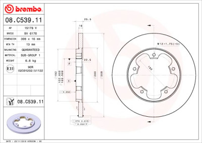 Conjunto de discos de freio BREMBO 08.C539.11