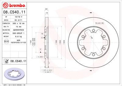 Conjunto de discos de freio BREMBO 08.C540.11