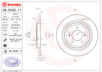 Conjunto de discos de freio BREMBO 08.D430.11