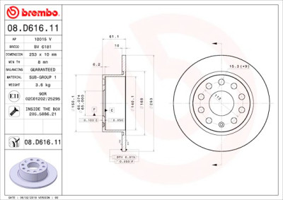 Conjunto de discos de freio BREMBO 08.D616.11