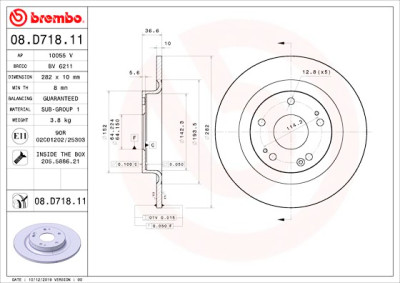 Conjunto de discos de freio BREMBO 08.D718.11