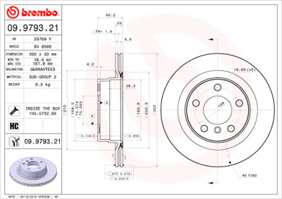 Conjunto de discos de freio BREMBO 09.9793.21
