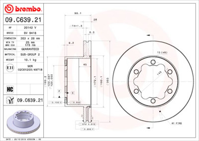 Disco de freio BREMBO 09.C639.21