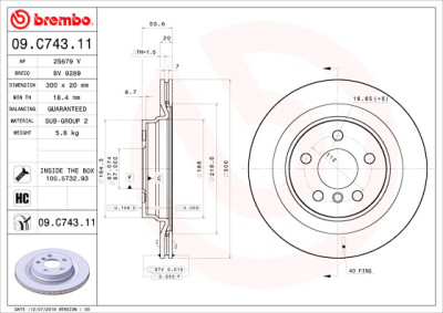 Conjunto de discos de freio BREMBO 09.C743.11
