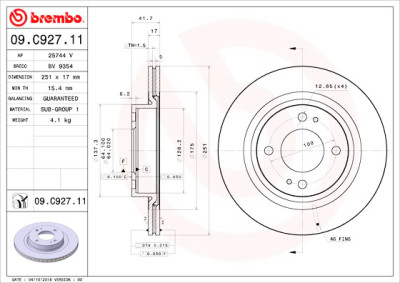 Conjunto de discos de freio BREMBO 09.C927.11