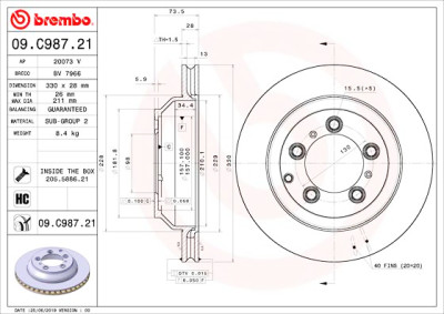 Conjunto de discos de freio BREMBO 09.C987.21