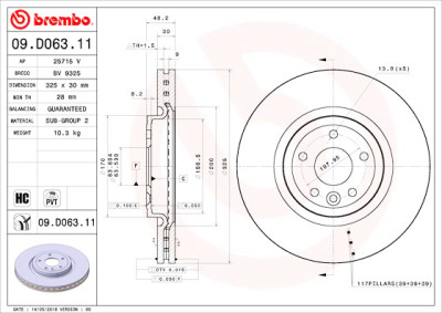 Disco de freio BREMBO 09.D063.11