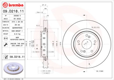Disco de freio BREMBO 09.D218.11