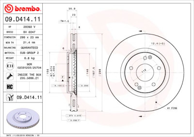 Conjunto de discos de freio BREMBO 09.D414.11