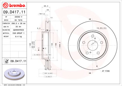 Conjunto de discos de freio BREMBO 09.D417.11