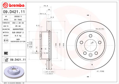 Disco de freio BREMBO 09.D421.11