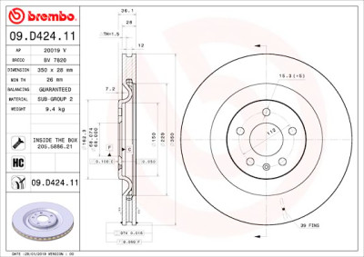 Conjunto de discos de freio BREMBO 09.D424.11