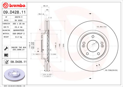 Conjunto de discos de freio BREMBO 09.D428.11