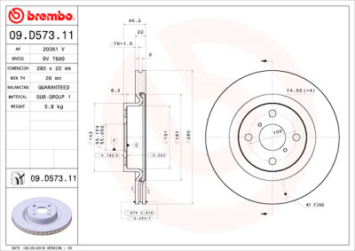 Conjunto de discos de freio BREMBO 09.D573.11