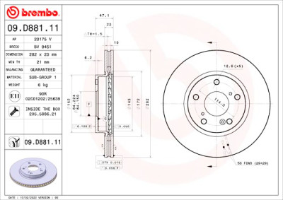 Conjunto de discos de freio BREMBO 09.D881.11