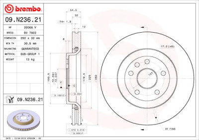 Disco de freio BREMBO 09.N236.21