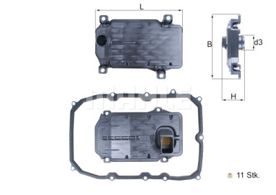 Filtro hidráulico, transmissão automática MAHLE ORIGINAL HX 187KIT