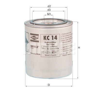 Filtro de combustível MAHLE ORIGINAL KC 14
