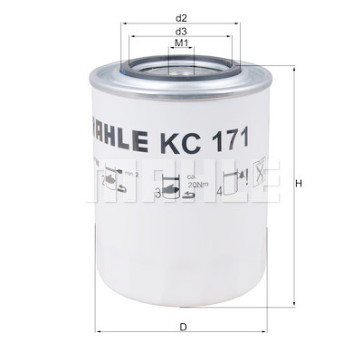 Filtro de combustível MAHLE ORIGINAL KC 171