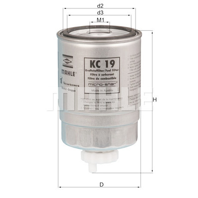 Filtro de combustível MAHLE ORIGINAL KC 19