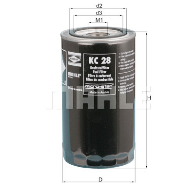 Filtro de combustível MAHLE ORIGINAL KC 28