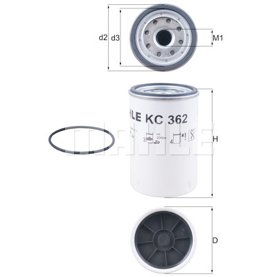 Filtro de combustível MAHLE ORIGINAL KC 362D