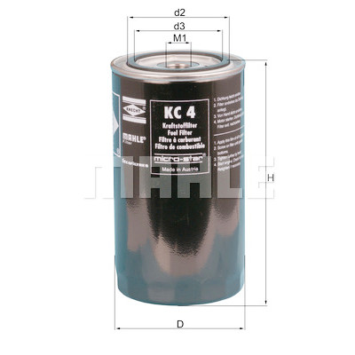 Filtro de combustível MAHLE ORIGINAL KC 4