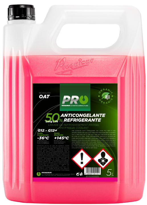 Anticongelante líquido 50% orgânico G-12 rosa 5L