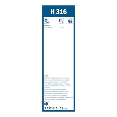 Palhetas de limpador de para-brisa BOSCH 3 397 015 103