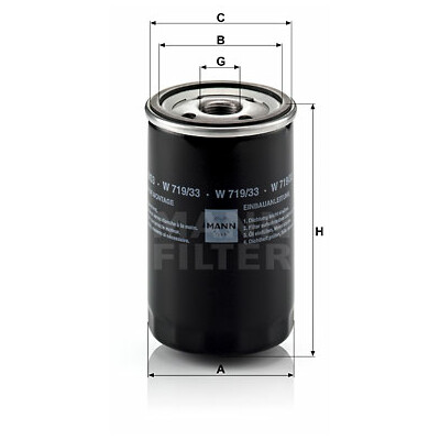 Filtro de óleo MANN-FILTER W 719/33