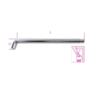 Chave hexagonal angulada 110° com cabeça esférica, lado extra curto modelo 4 MM