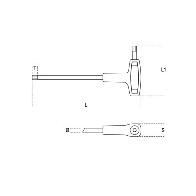Chave macho deslocada com cabo para parafusos de soquete T25 Torx®
