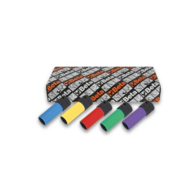 Conjunto de 5 chaves de impacto com elementos poliméricos coloridos para porcas de roda