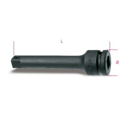 Extensão de impacto com quadrado macho e fêmea 1/2” de diâmetro 25 MM