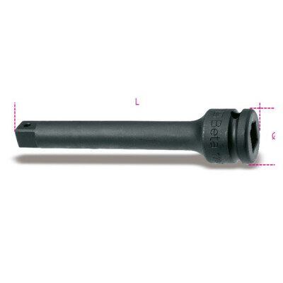 Extensão de impacto com quadrado macho e fêmea 3/4 de diâmetro fosfatado 44 MM