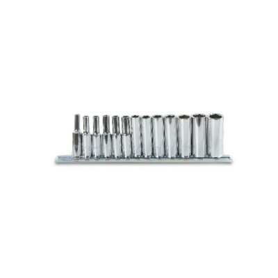 Conjunto de chave de caixa longa com soquete quadrado fêmea de 1/4", cromado