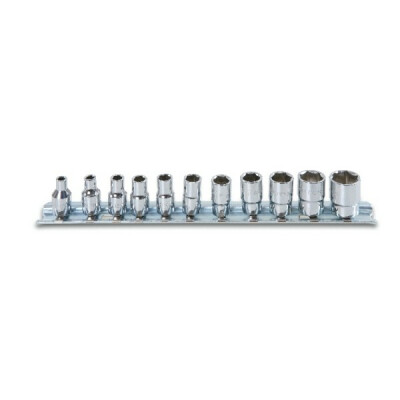 Conjunto de soquetes quadrados fêmea de 1/4", soquete hexagonal, cromados