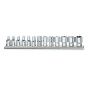 Conjunto de soquete quadrado de 1/4&quot;, multi-flauta, cromado