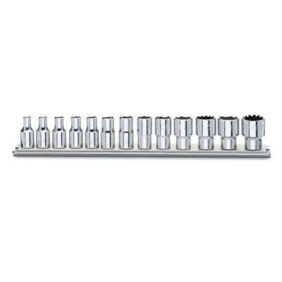 Conjunto de soquete quadrado de 1/4", multi-flauta, cromado