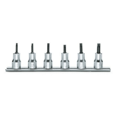 Conjunto de 6 soquetes macho para parafusos de pegada Torx® no suporte