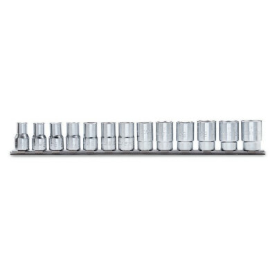 Conjunto de 13 soquetes hexagonais no suporte