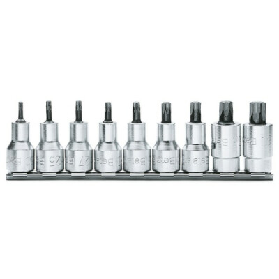 Conjunto de 9 soquetes machos para parafusos de pegada Torx® no suporte