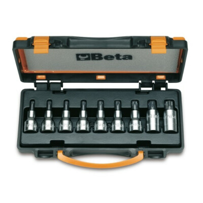 Conjunto de 9 soquetes macho para parafusos de cabeça Torx® em uma caixa