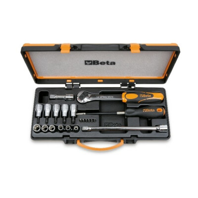 6 pontas de chave de fenda, 6 soquetes, 5 soquetes e 4 acessórios para parafusos Torx®