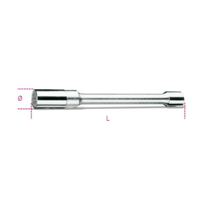 Chave de caixa poligonal com quadrado fêmea de 1/2”, tipo longo, para velas de ignição 16 MM 5/8 "