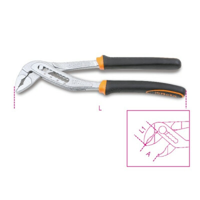 Alicate multigrip ajustável, dobradiça fechada, cabos bimatéria