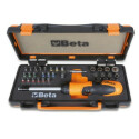 1 porta-bits com cabo de catraca reversível, 27 bits para chave de fenda, 8 soquetes sextavados e 2 acessórios