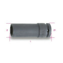 Soquete de impacto com soquete hexagonal quadrado fêmea 1/2" longa série fina fosfatada 22 MM diâmetro 30,5 MM