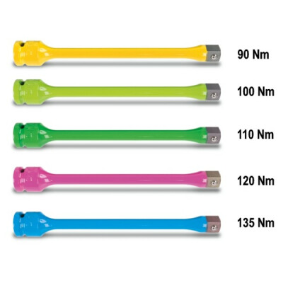 Barra de torção de impacto colorida para porcas de roda de carro de passeio com união quadrada macho e fêmea de 1/2" Nm 120
